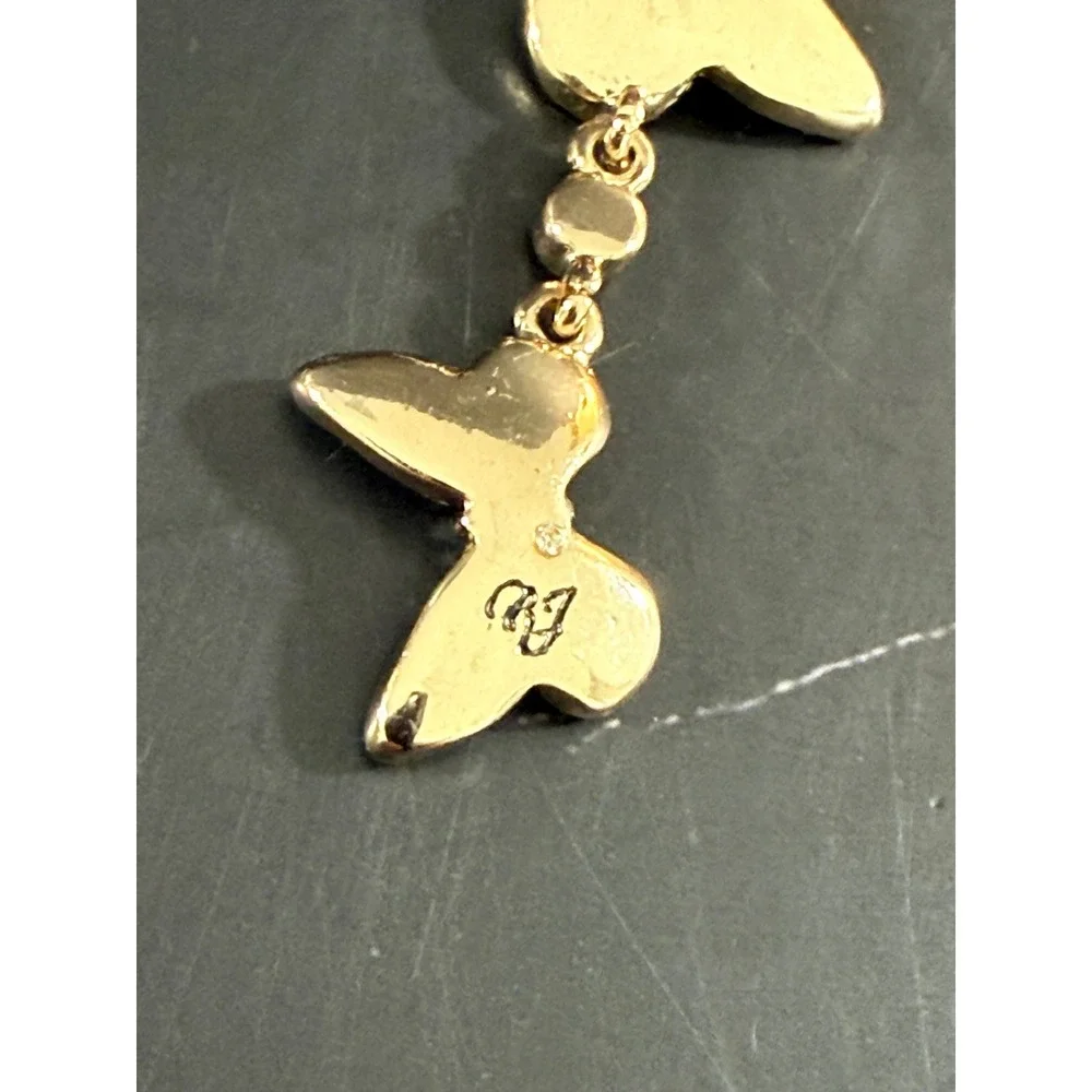 Betsey Johnson Purple Glitter Butterfly 2.5in Gold Tone Drop Earrings